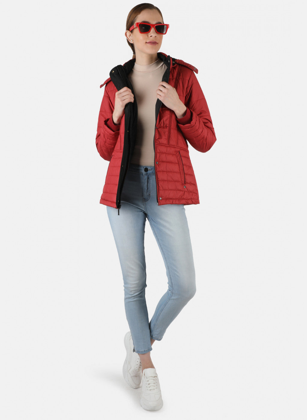 Women Red Solid Jacket