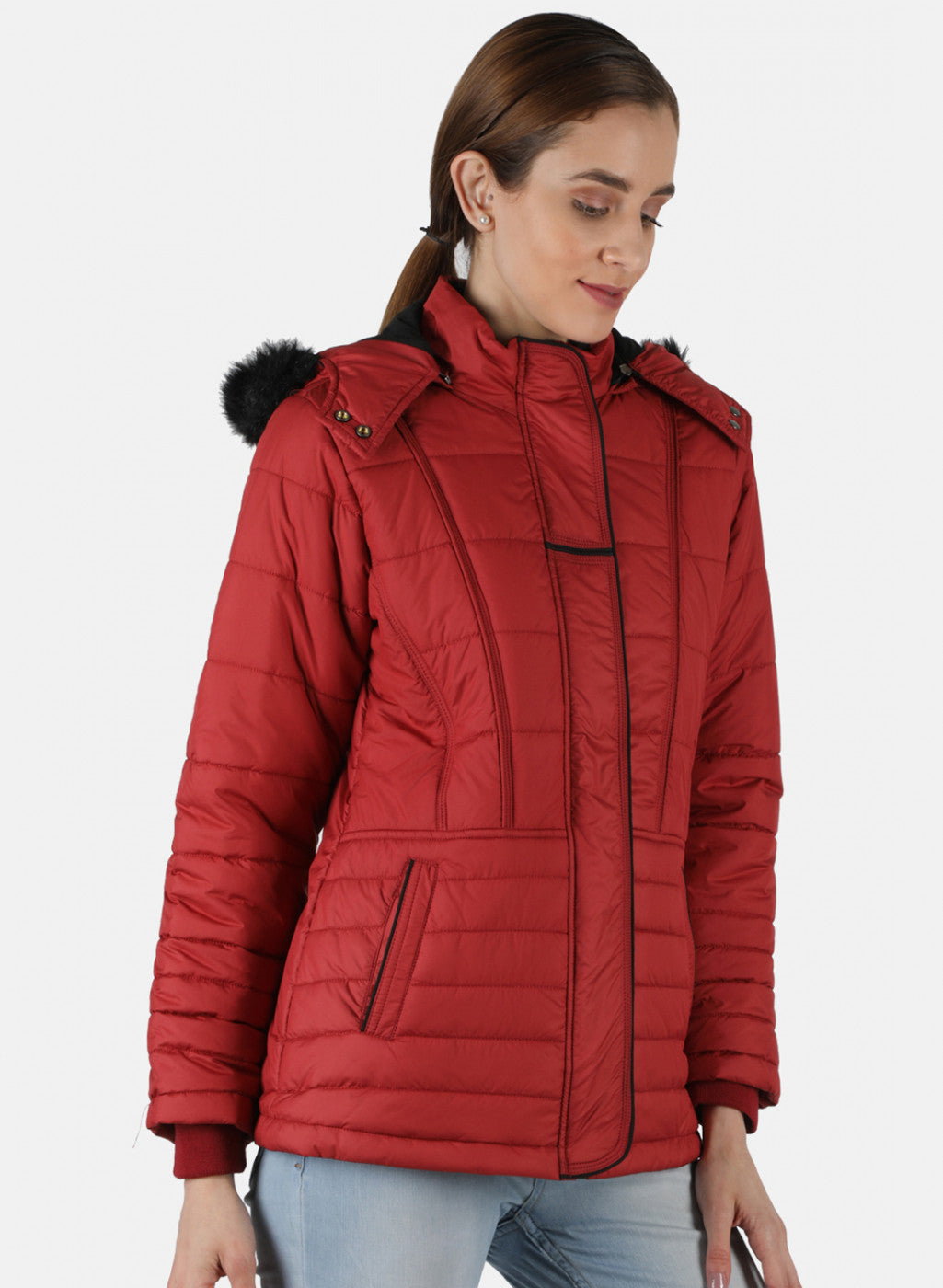 Women Red Solid Jacket