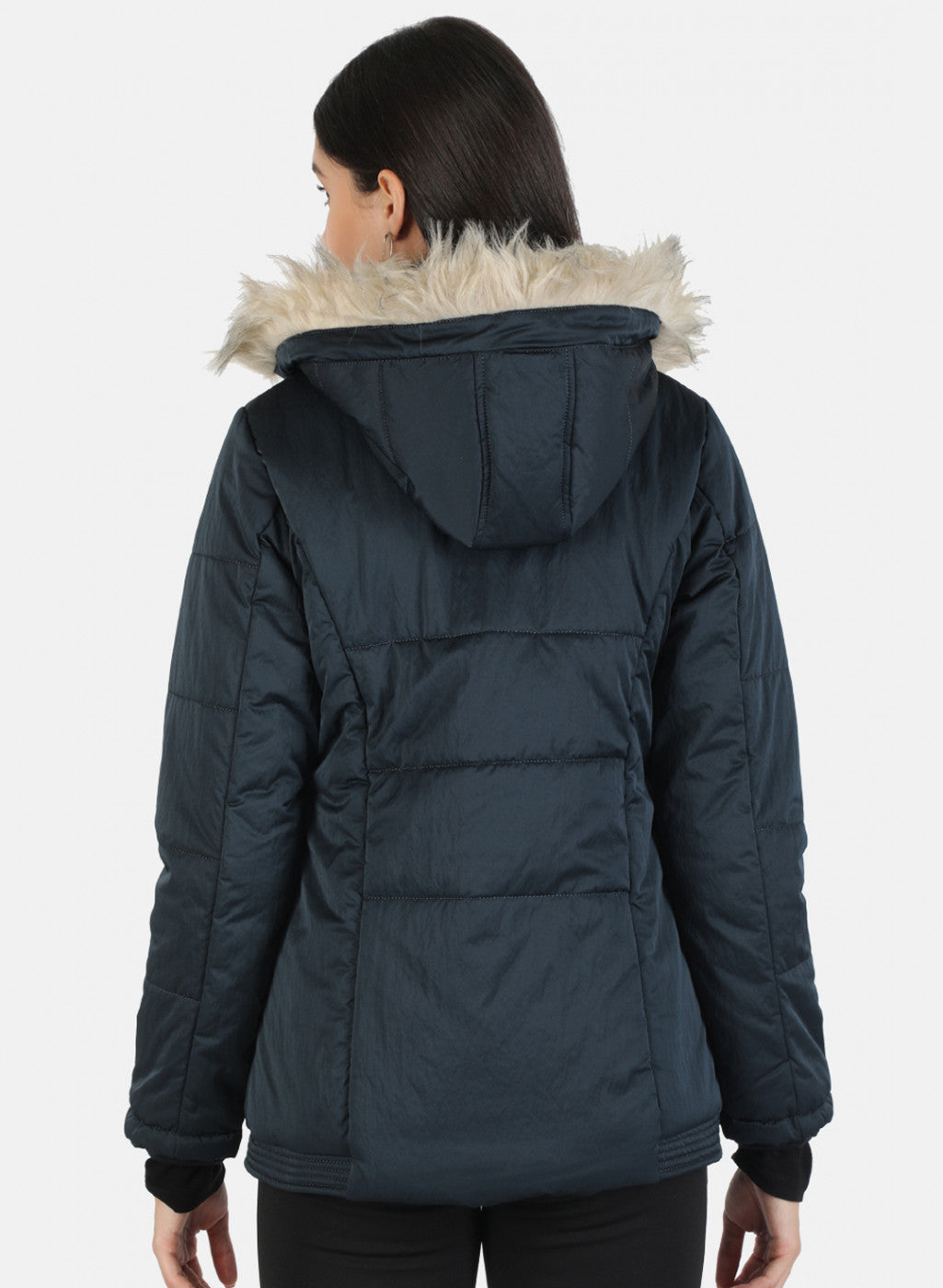 Women Navy Blue Solid Jacket