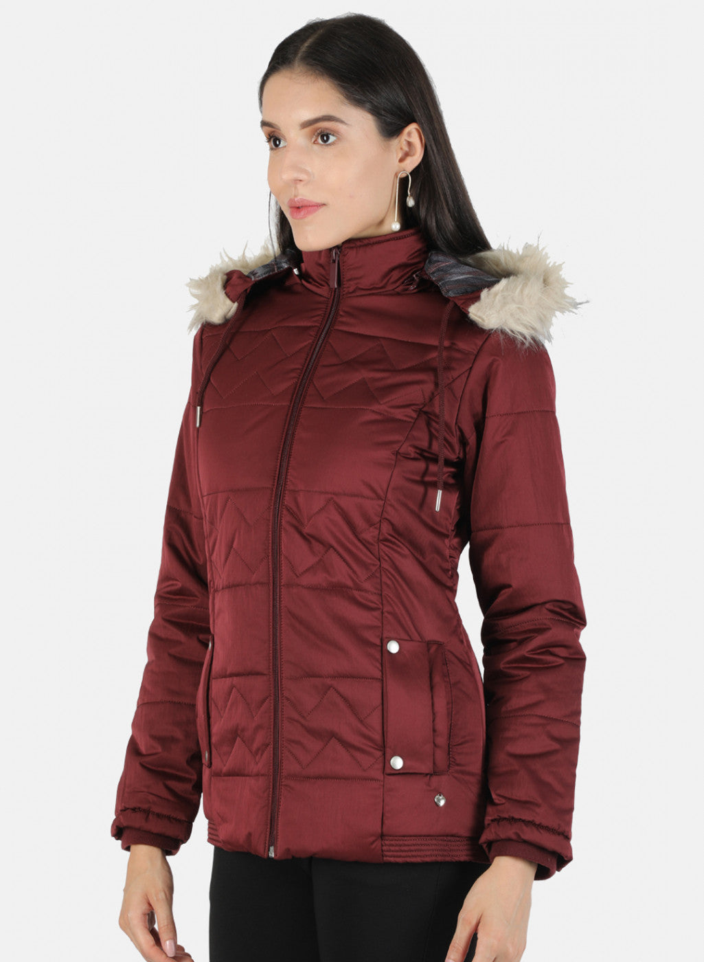 Women Maroon Solid Jacket