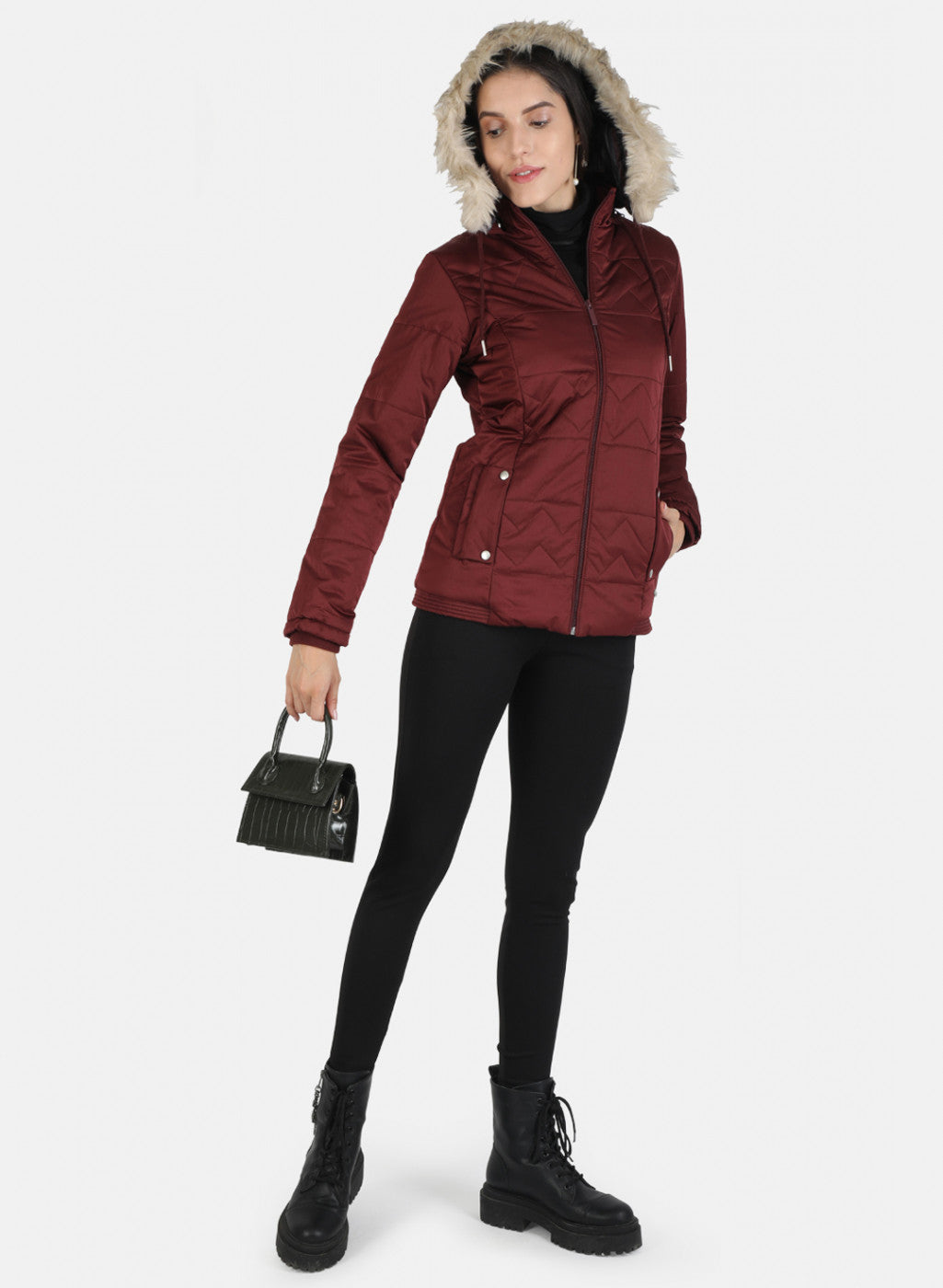 Women Maroon Solid Jacket