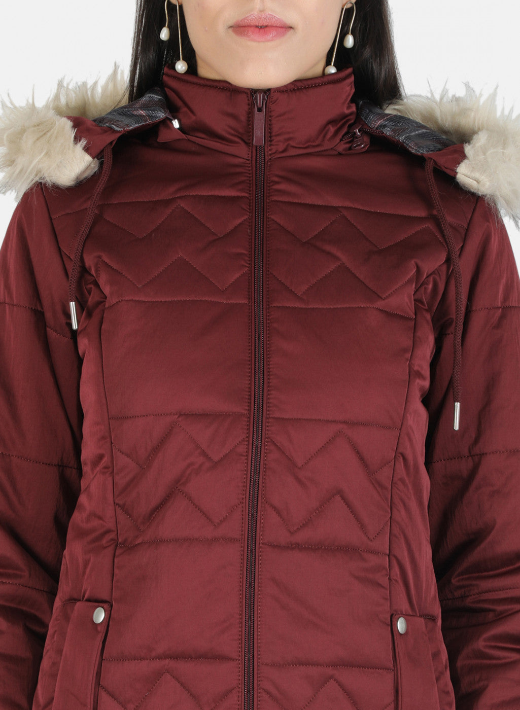 Women Maroon Solid Jacket