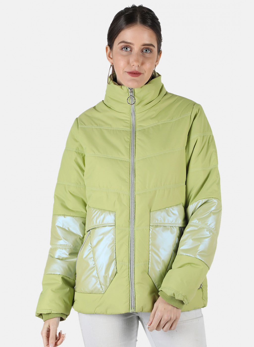 Women Green Solid Jacket