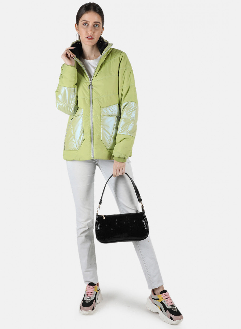 Women Green Solid Jacket