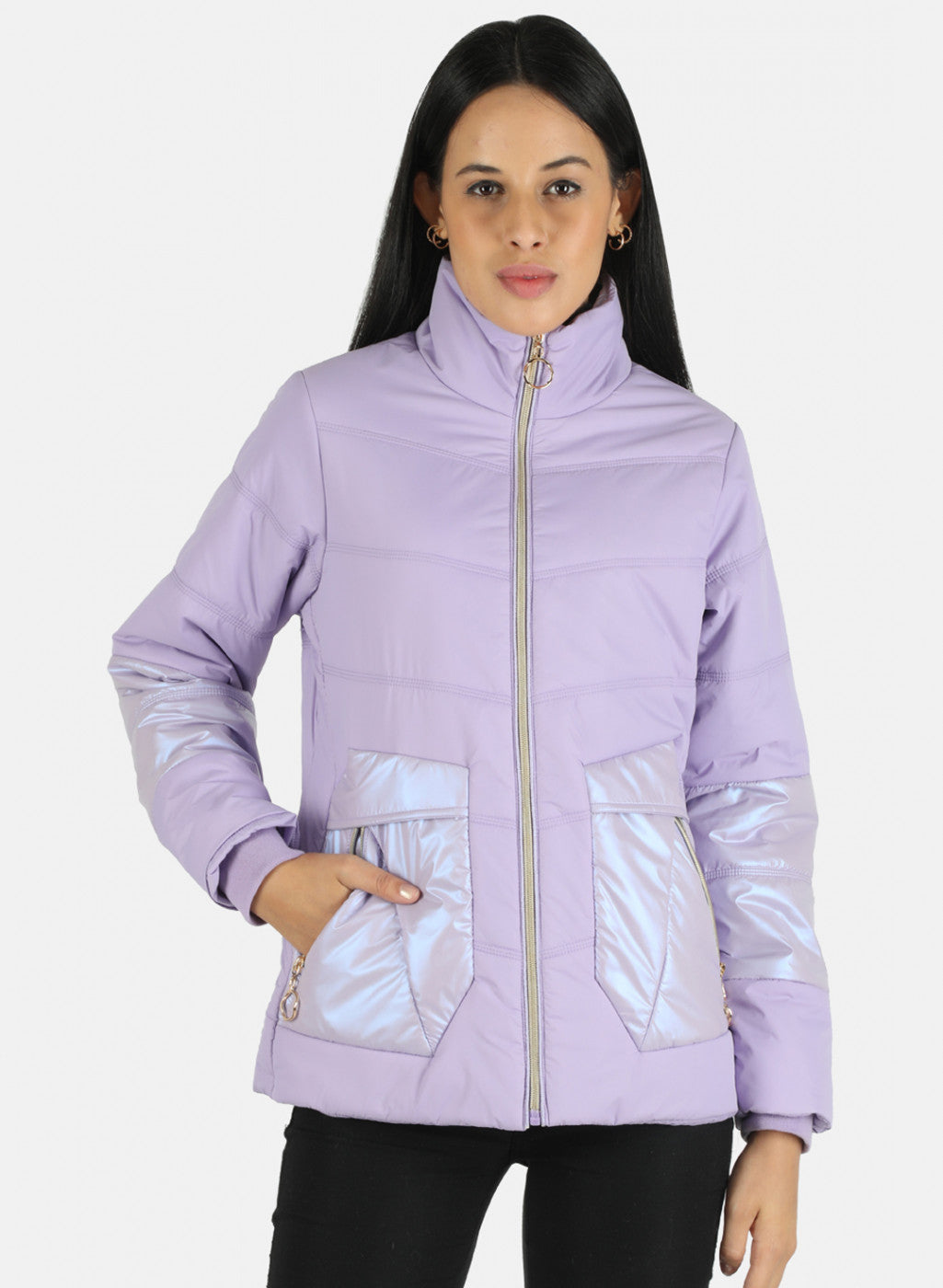 Women Purple Solid Jacket