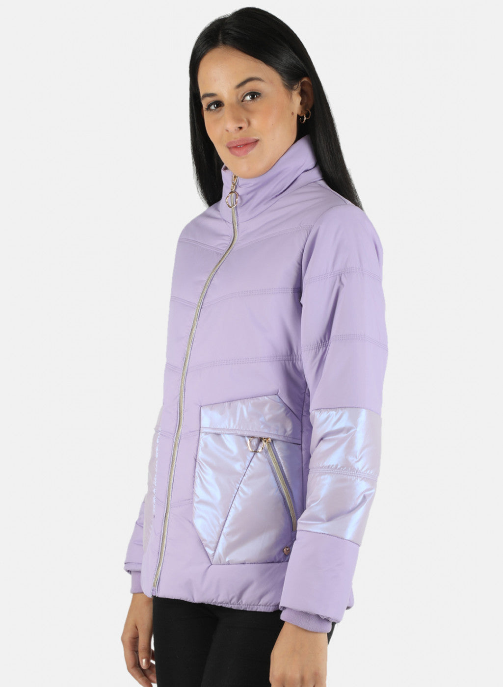 Women Purple Solid Jacket