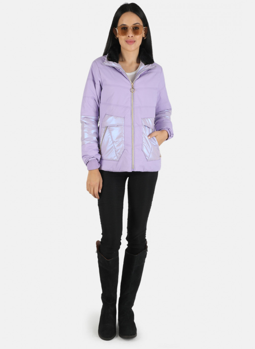 Women Purple Solid Jacket