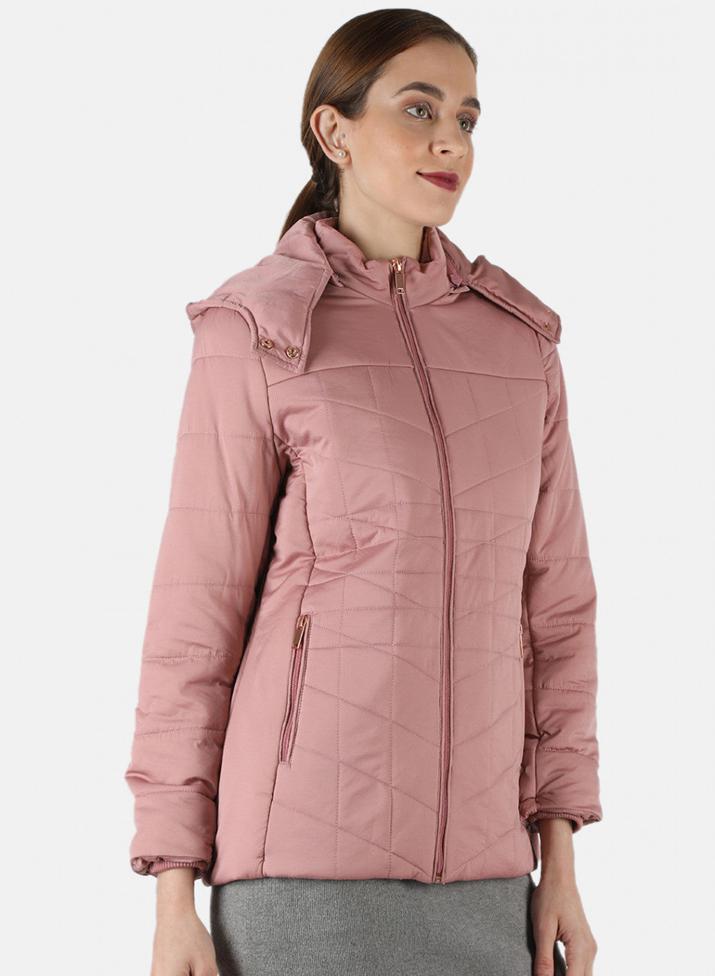 Women Pink Solid Jacket