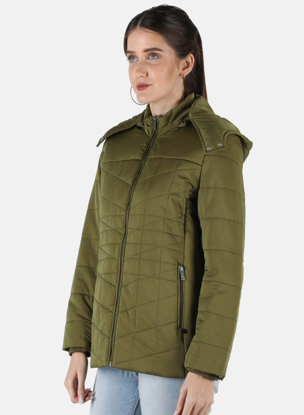 Women Green Solid Jacket