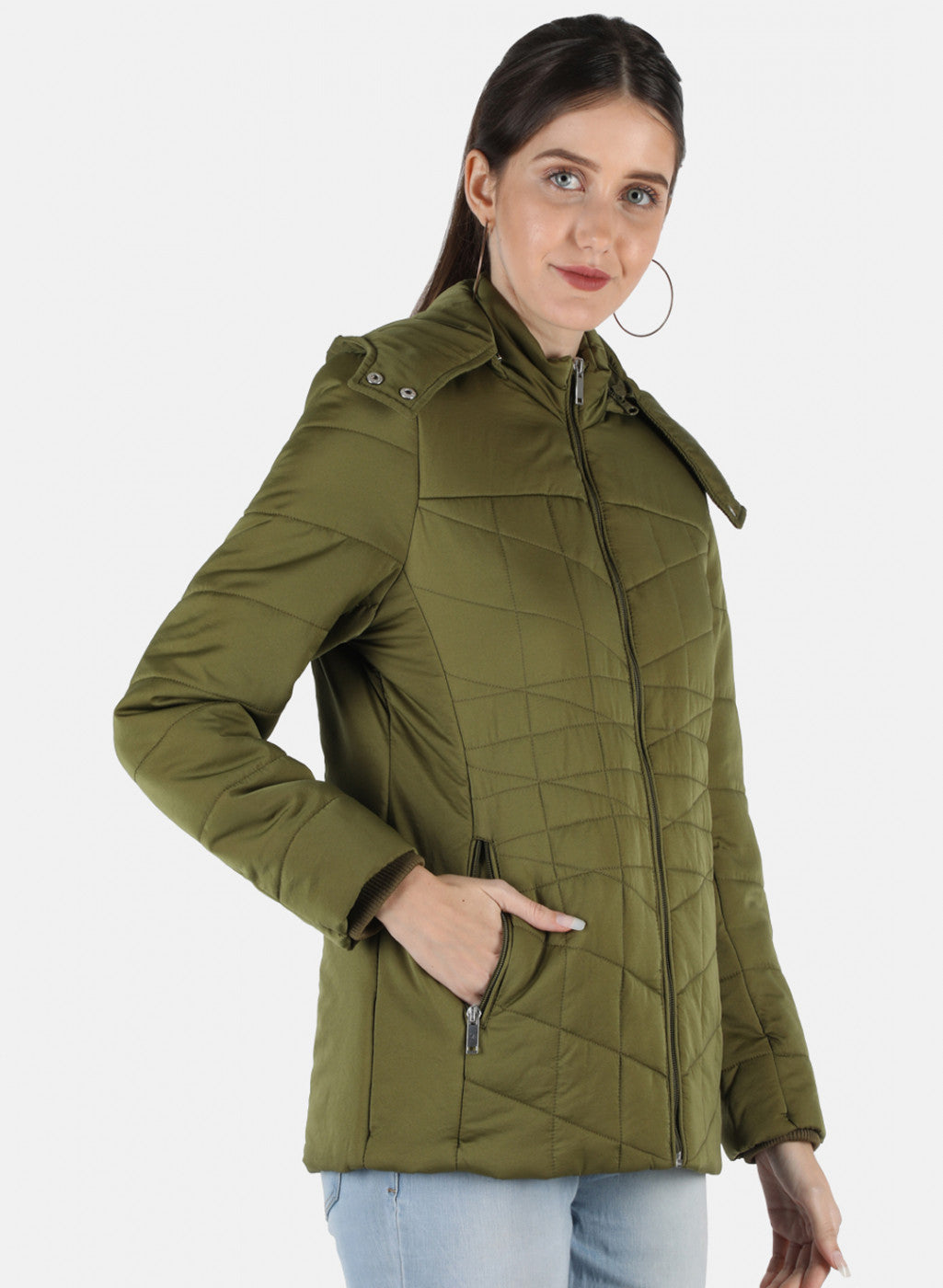 Women Green Solid Jacket