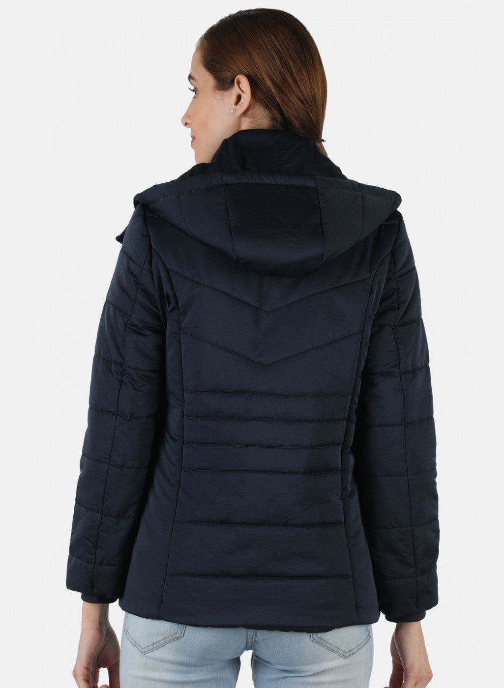 Women Navy Blue Solid Jacket