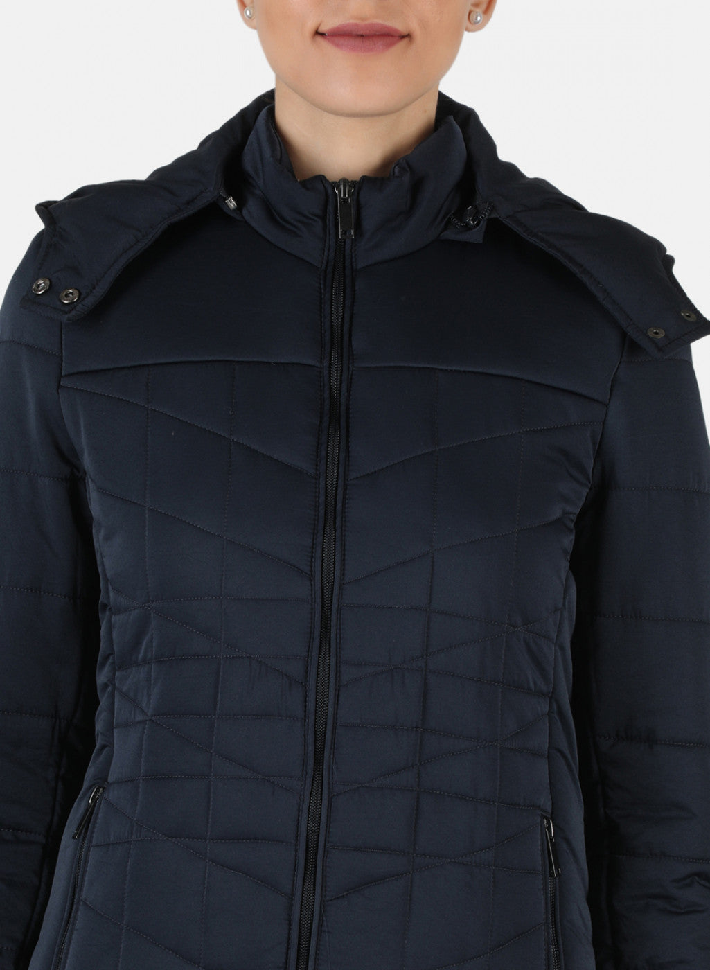 Women Navy Blue Solid Jacket