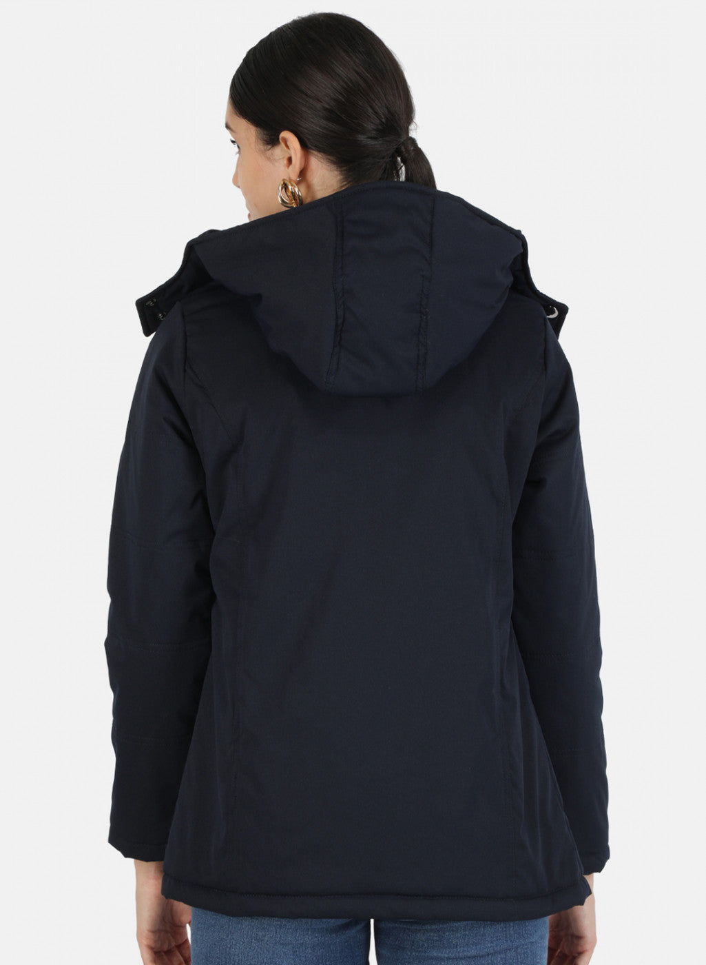 Women Navy Blue Solid Jacket