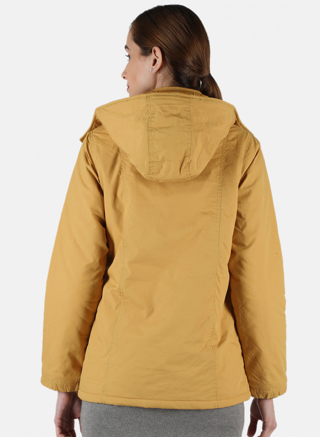 Women Mustard Solid Jacket