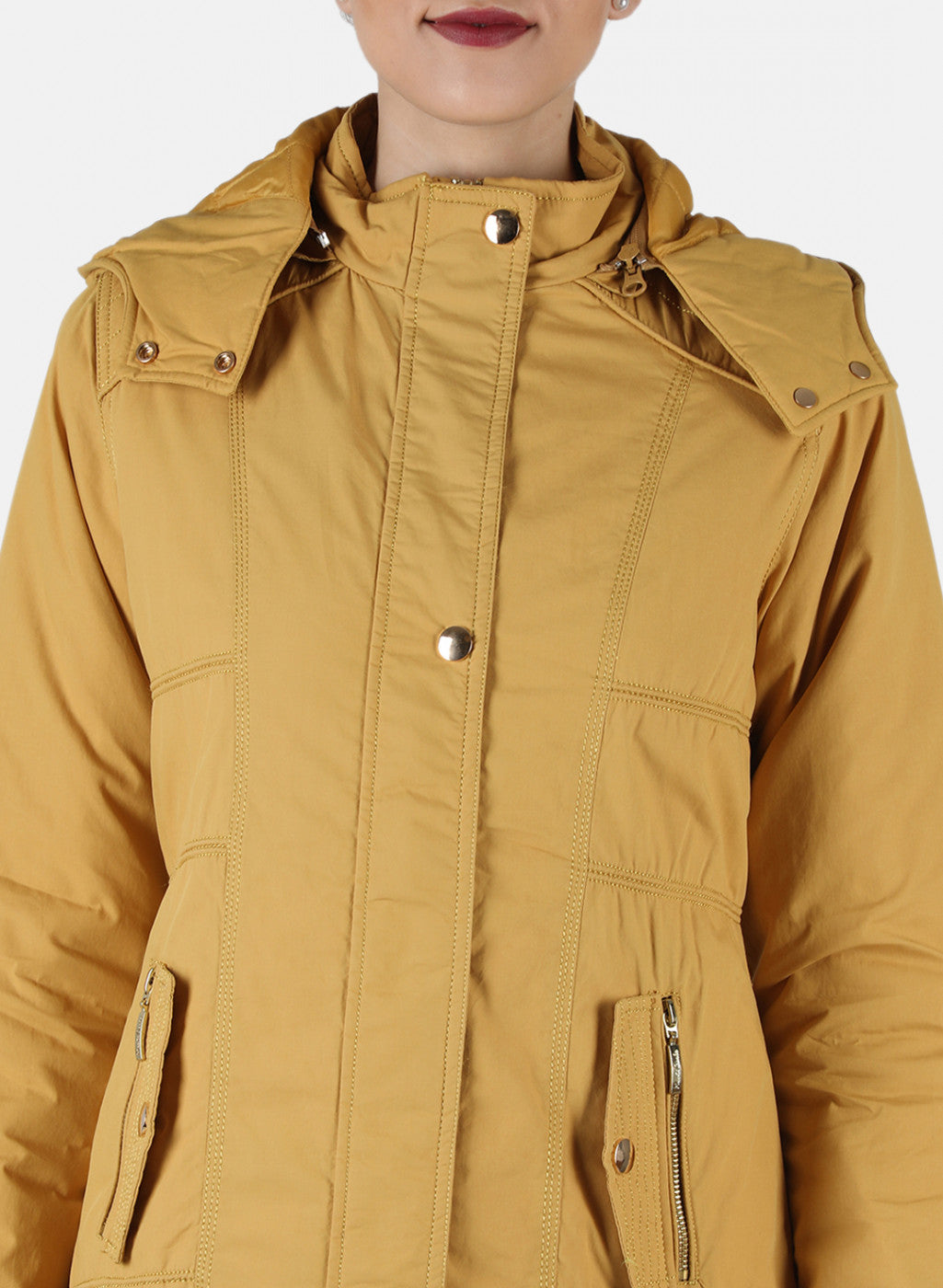 Women Mustard Solid Jacket