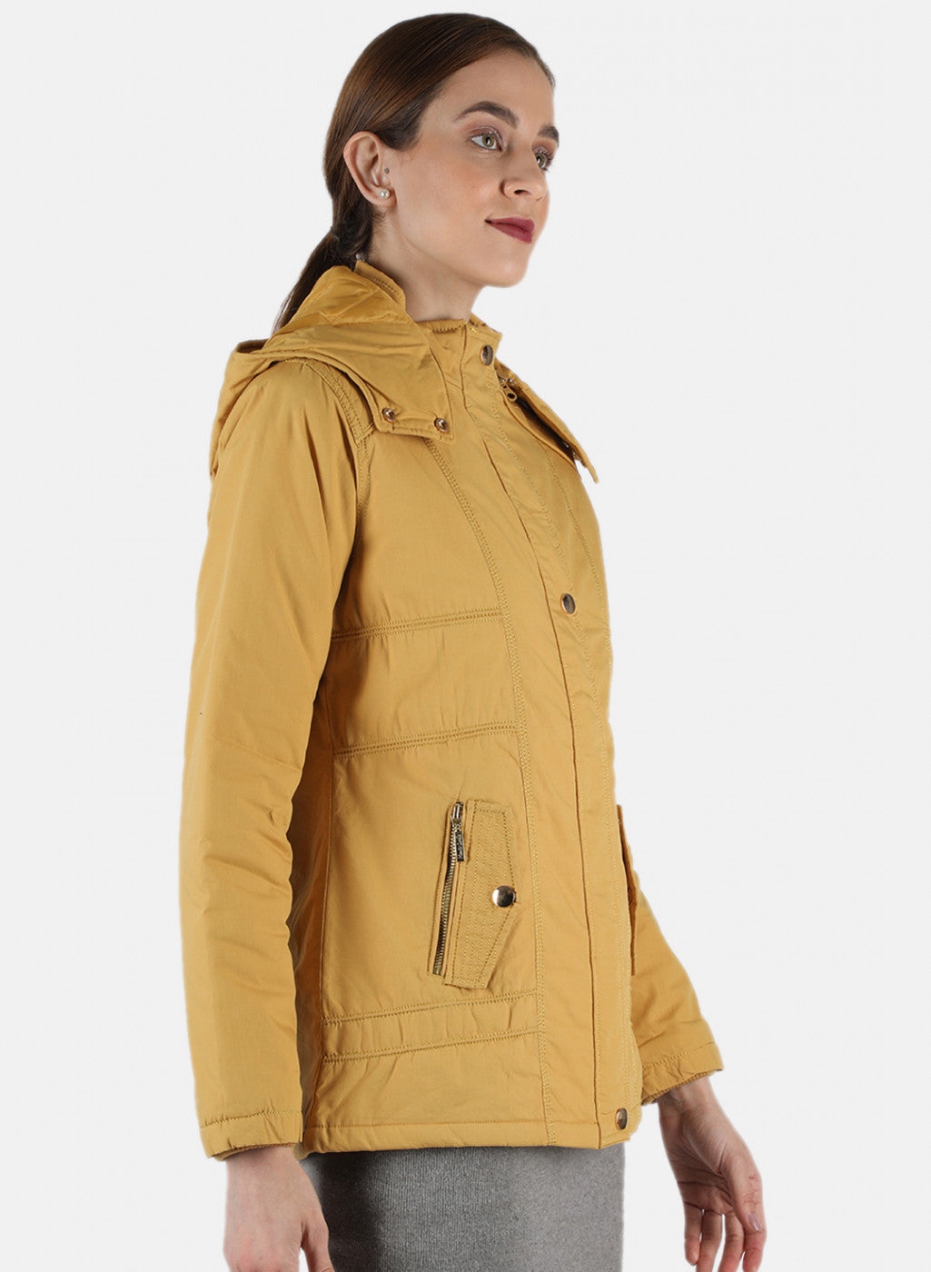 Women Mustard Solid Jacket