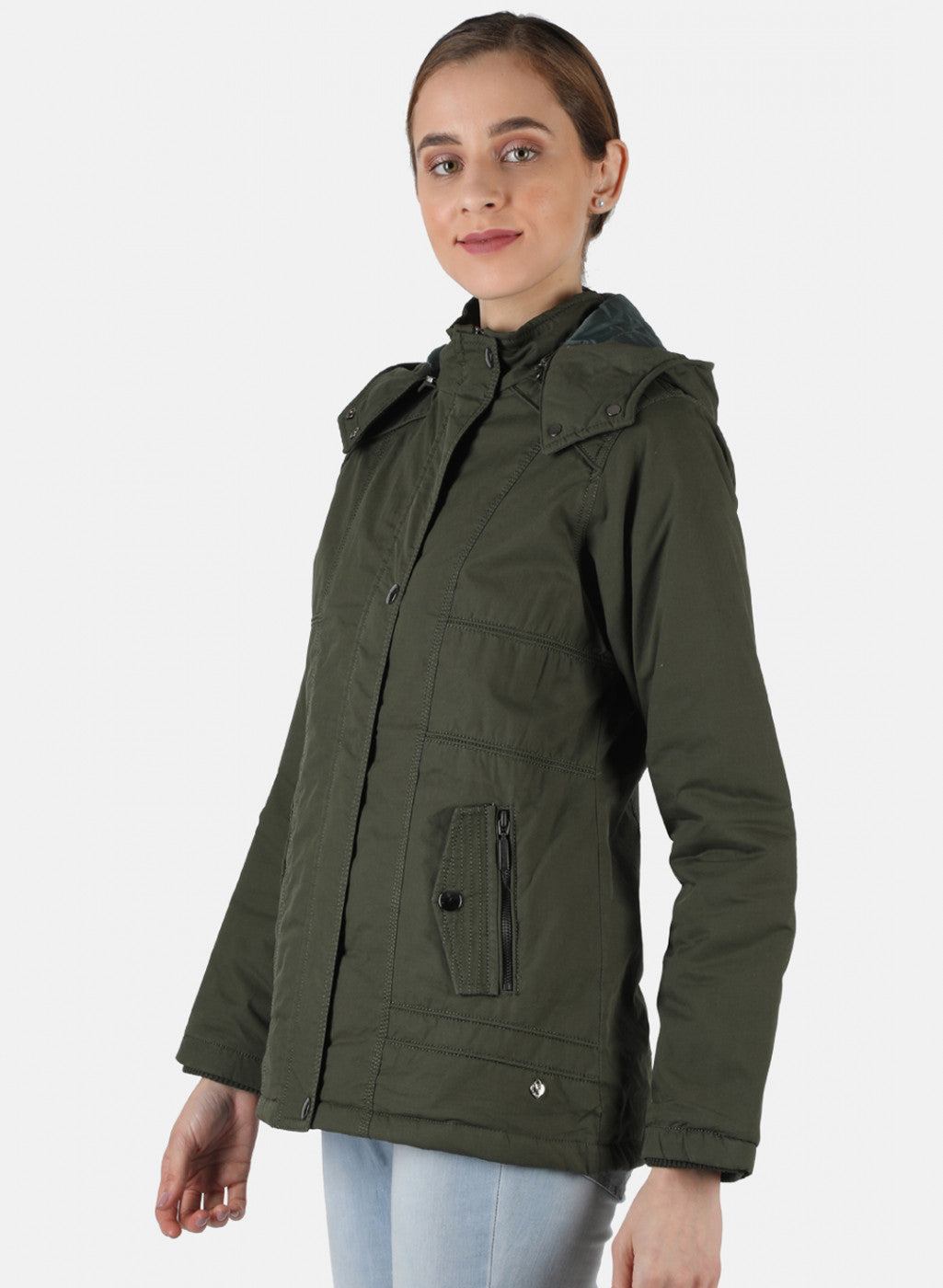 Women Olive Solid Jacket