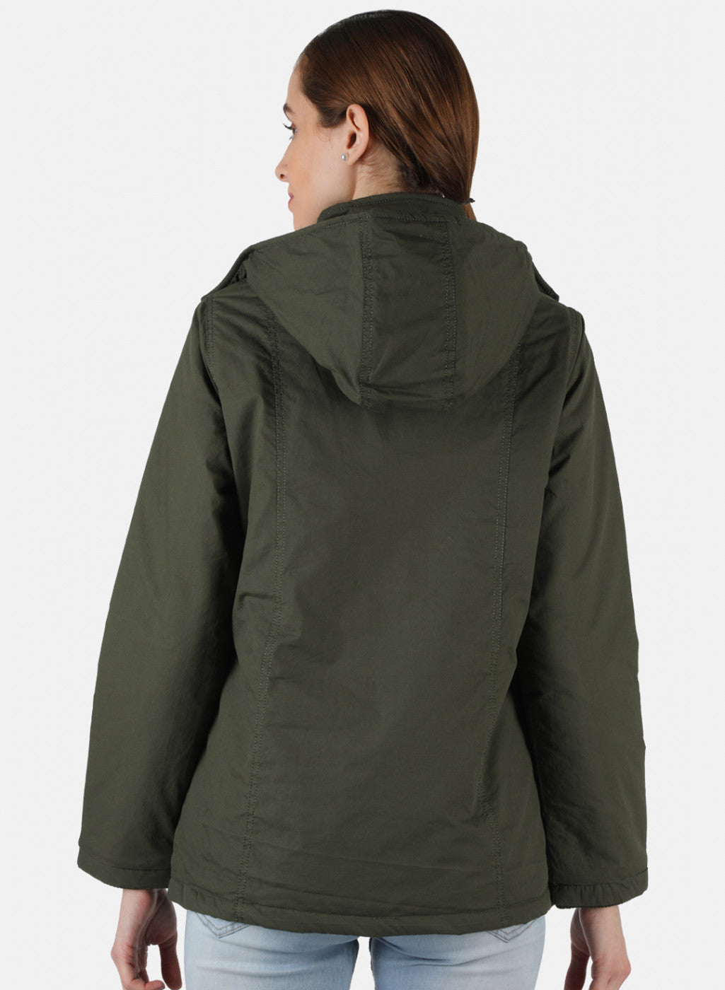 Women Olive Solid Jacket