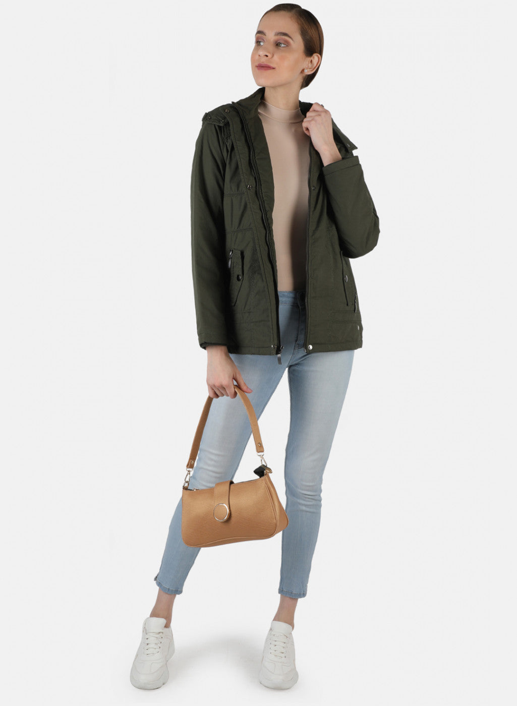 Women Olive Solid Jacket