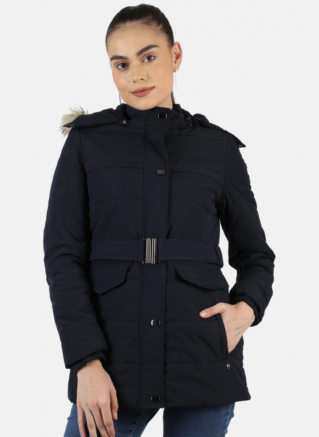 Buy Women Navy Blue Solid Jacket Online in India - Monte Carlo