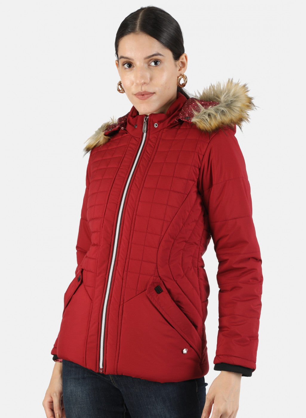 Women Maroon Solid Jacket