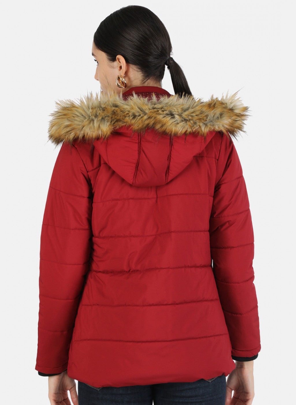 Women Maroon Solid Jacket