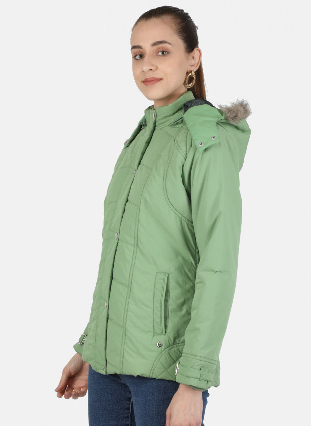 Women Green Solid Jacket