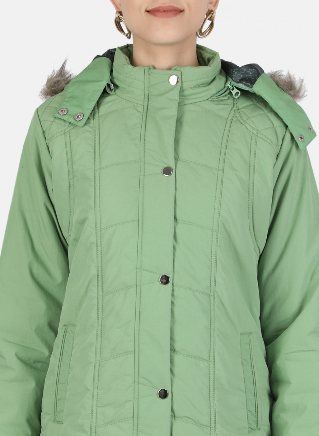 Women Green Solid Jacket