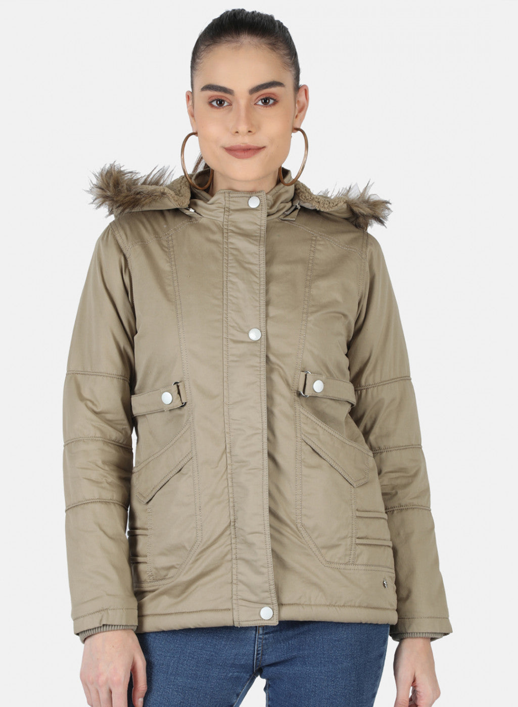 Women Beige Solid Jacket