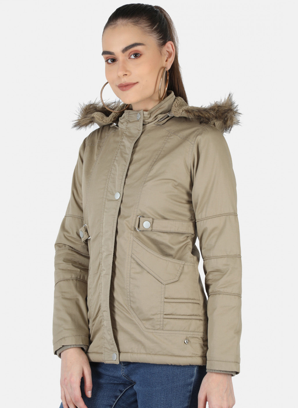 Women Beige Solid Jacket