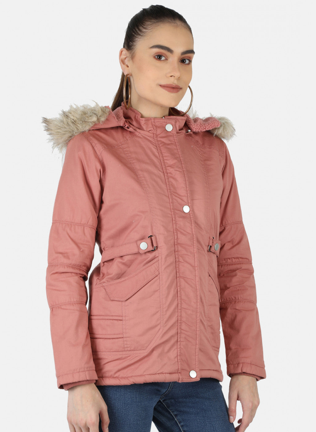 Women Pink Solid Jacket