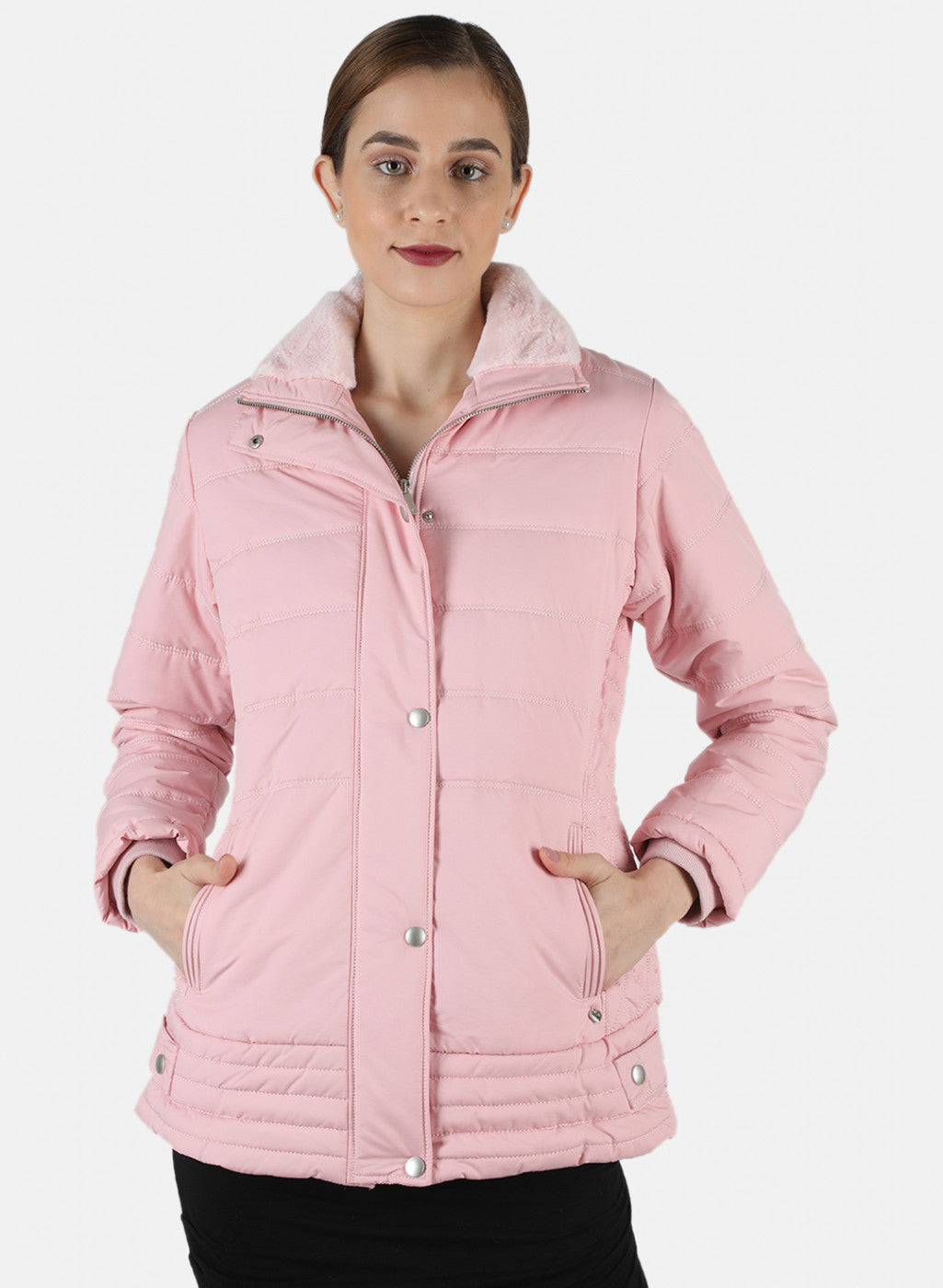 Women Pink Solid Jacket