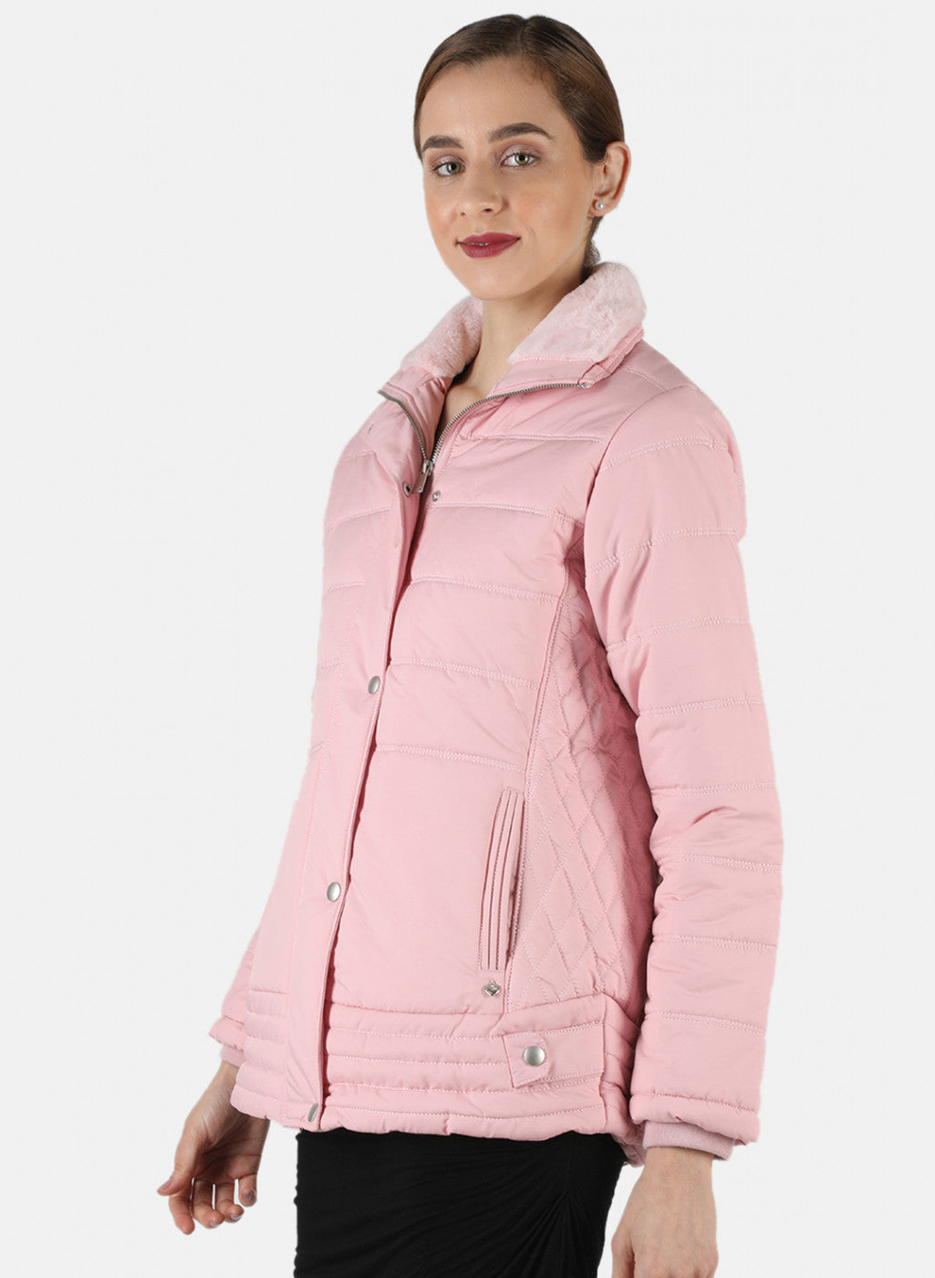 Women Pink Solid Jacket