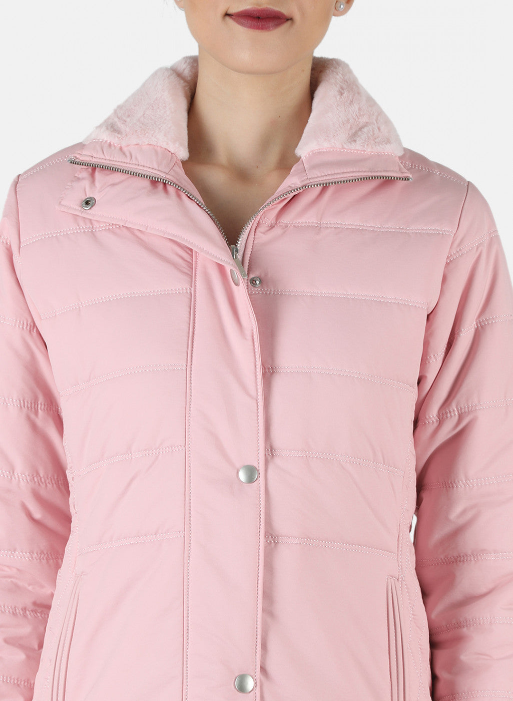 Women Pink Solid Jacket