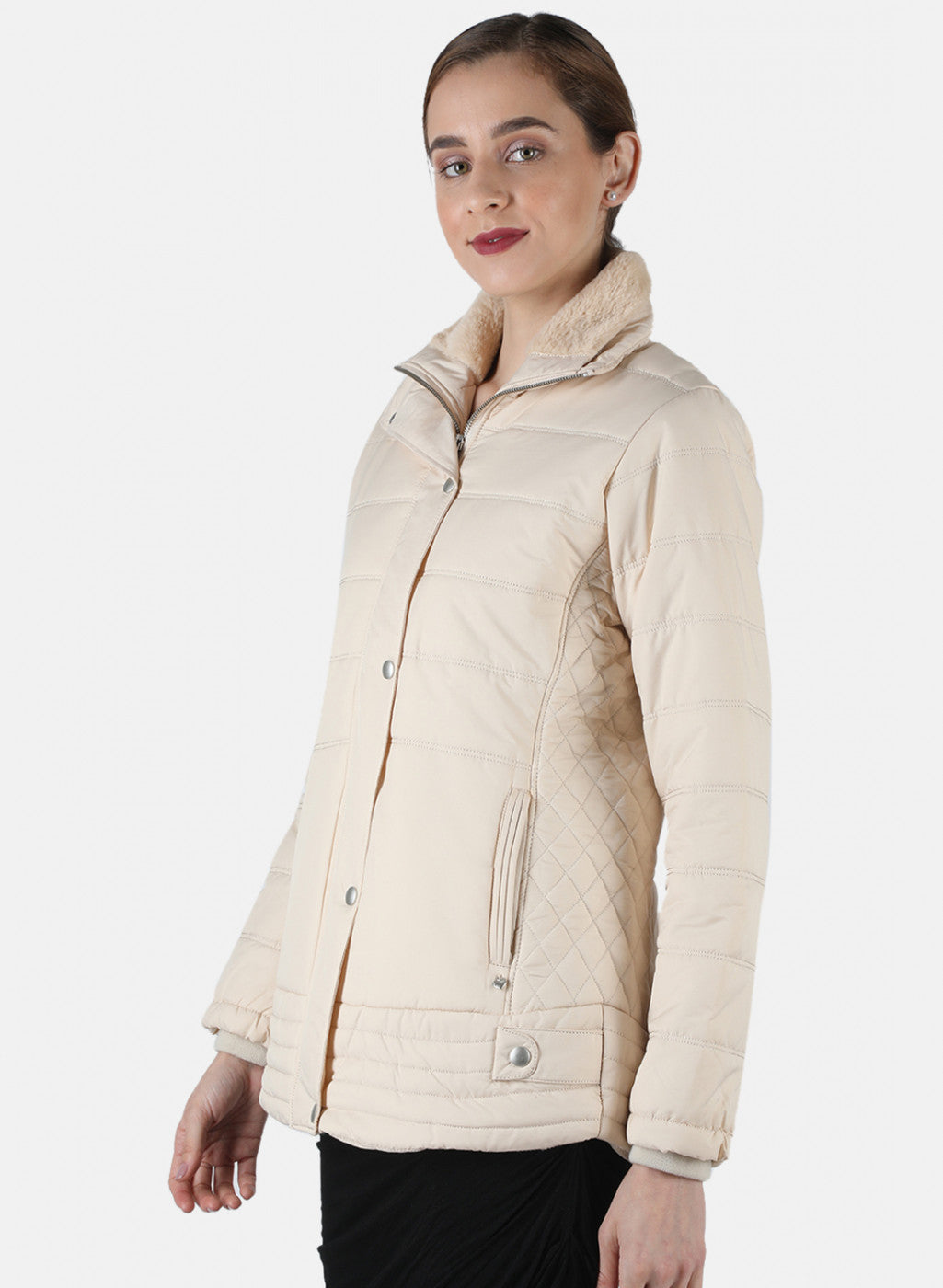 Women Cream Solid Jacket