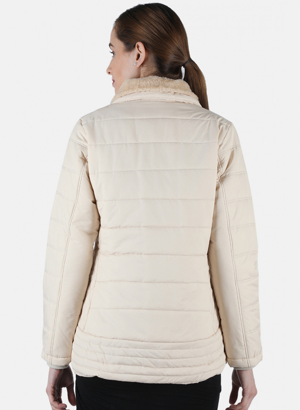 Women Cream Solid Jacket