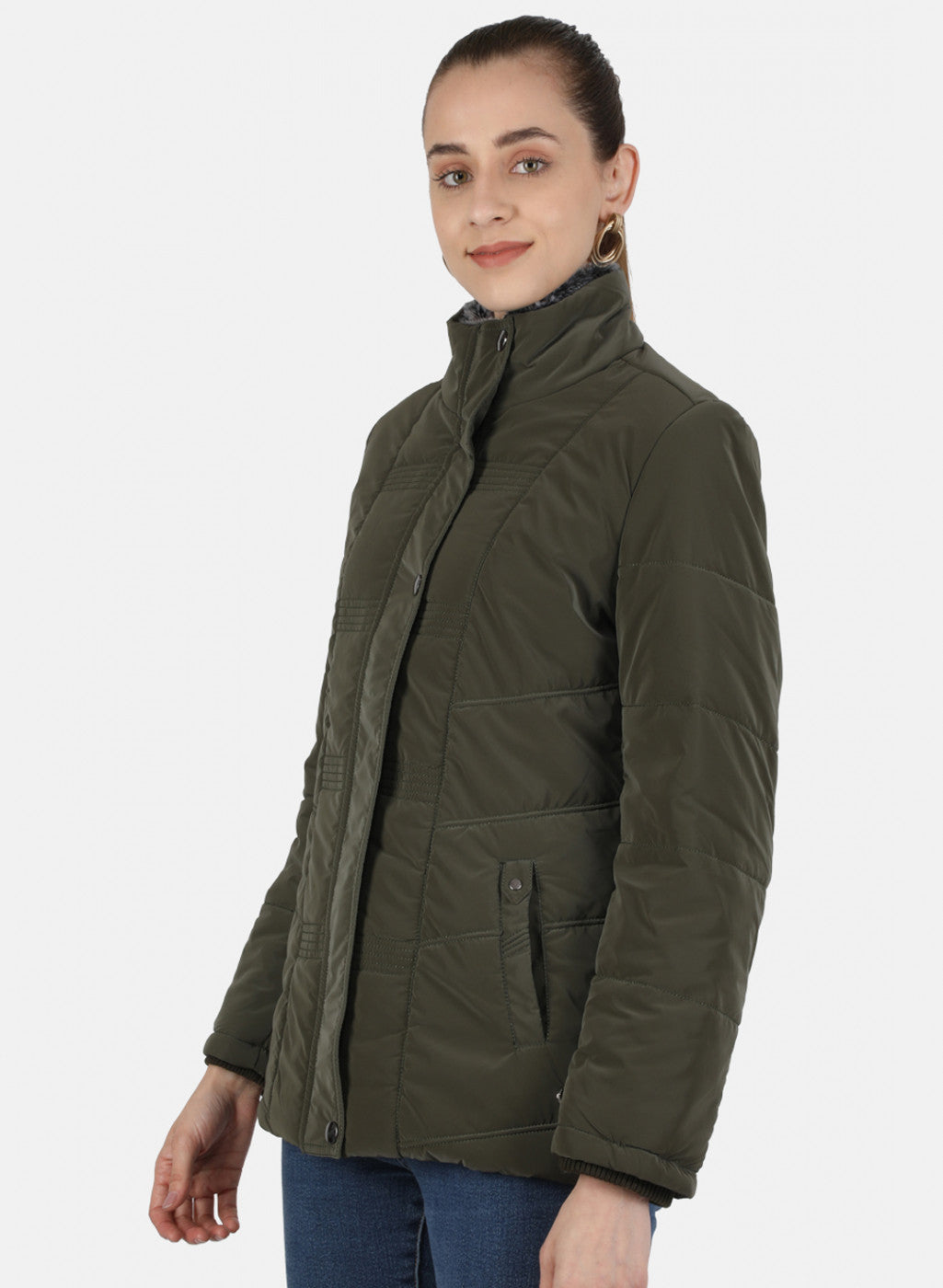 Women Olive Solid Jacket