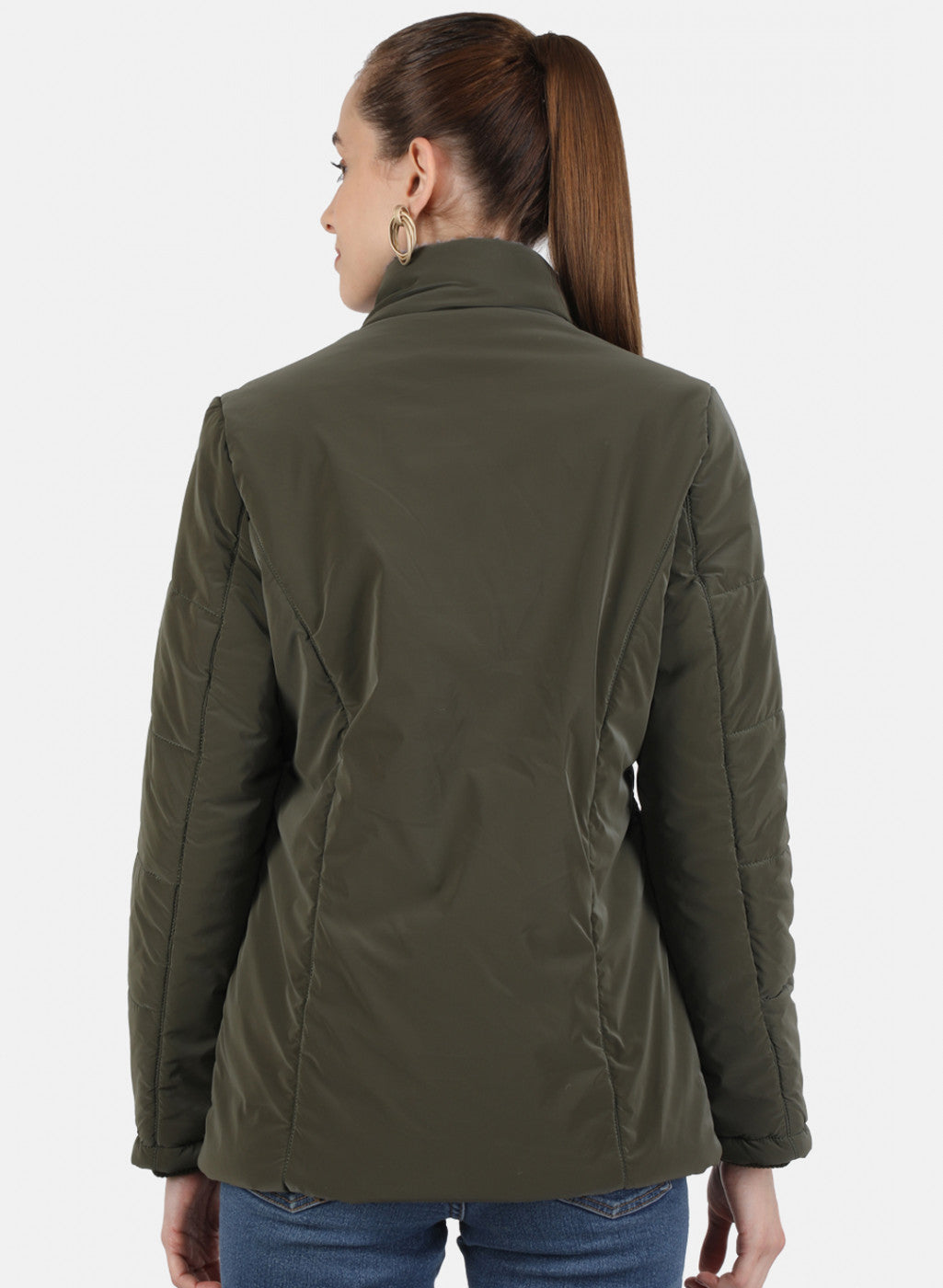 Women Olive Solid Jacket