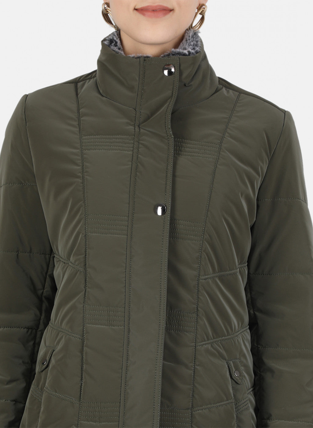 Women Olive Solid Jacket