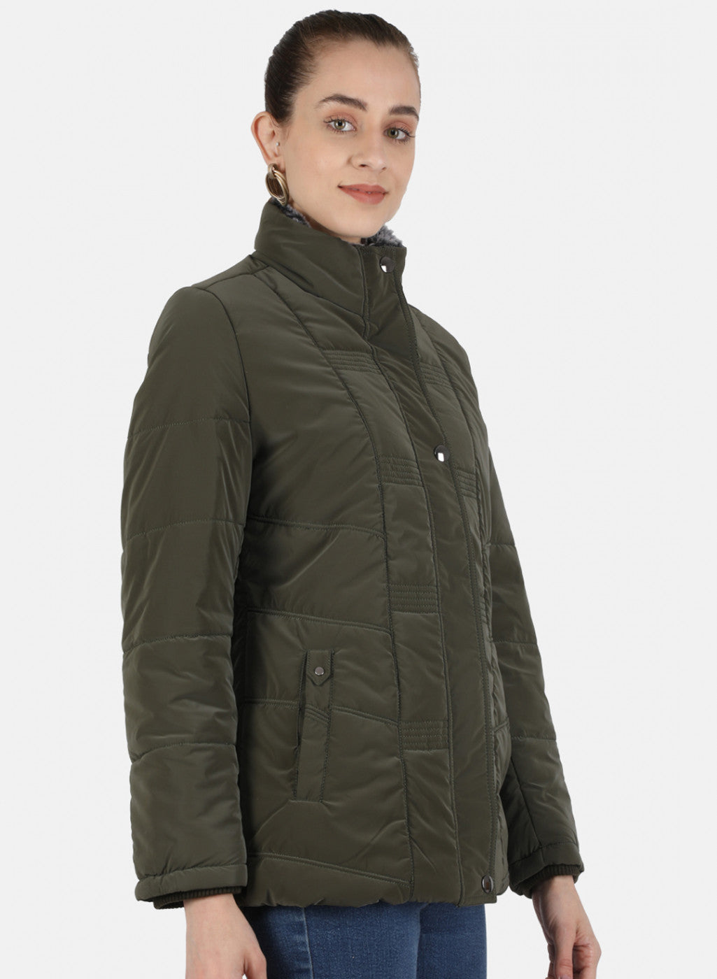 Women Olive Solid Jacket