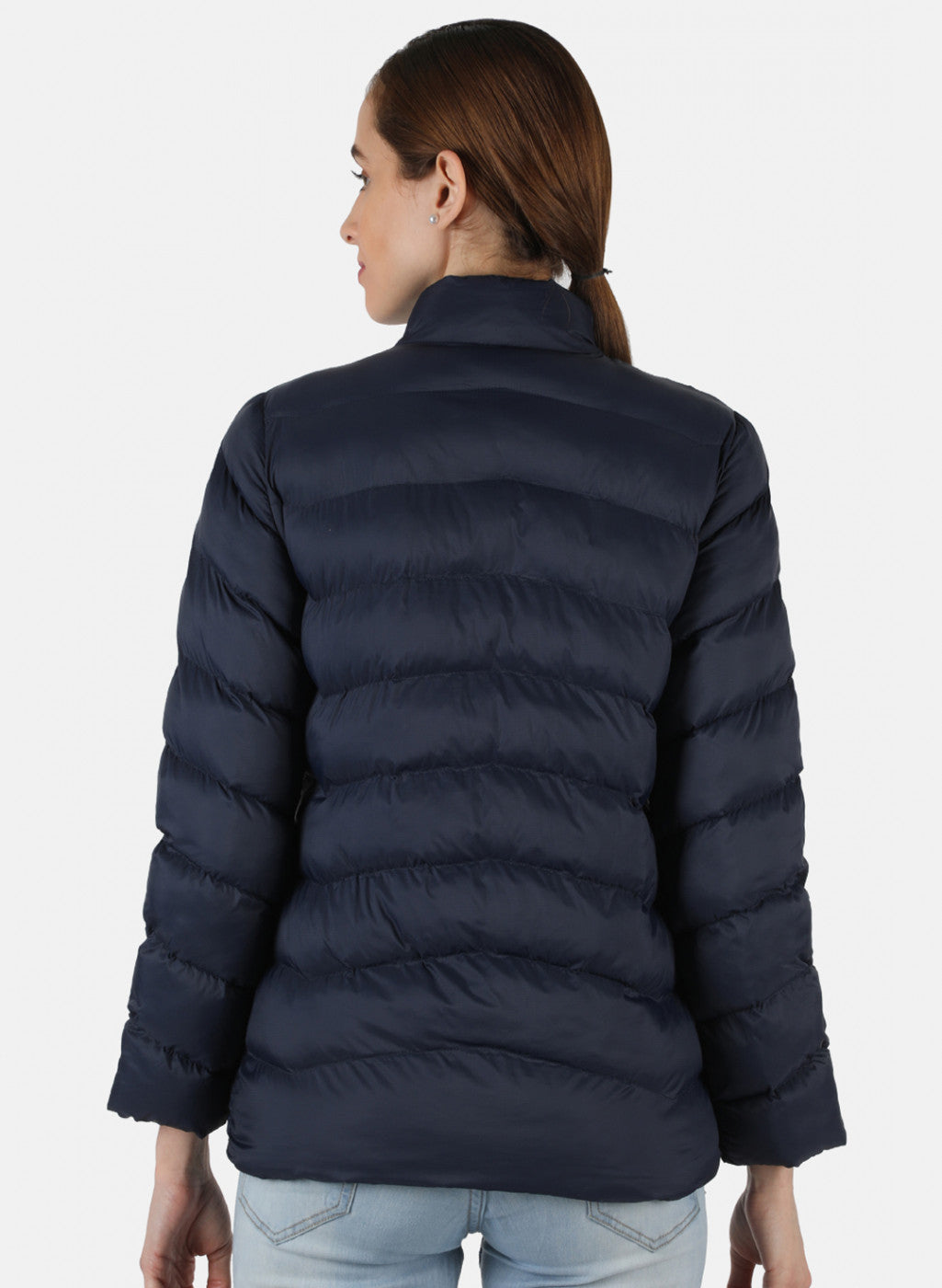 Women Navy Blue Solid Jacket