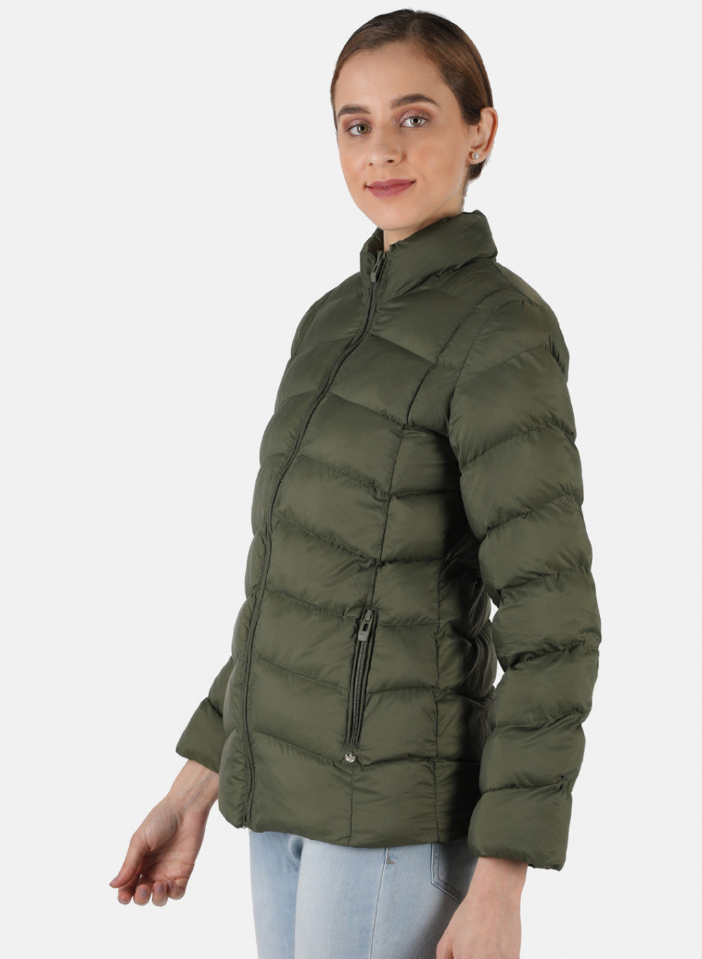 Women Green Solid Jacket