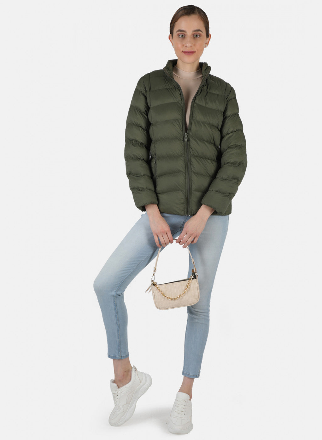 Women Green Solid Jacket