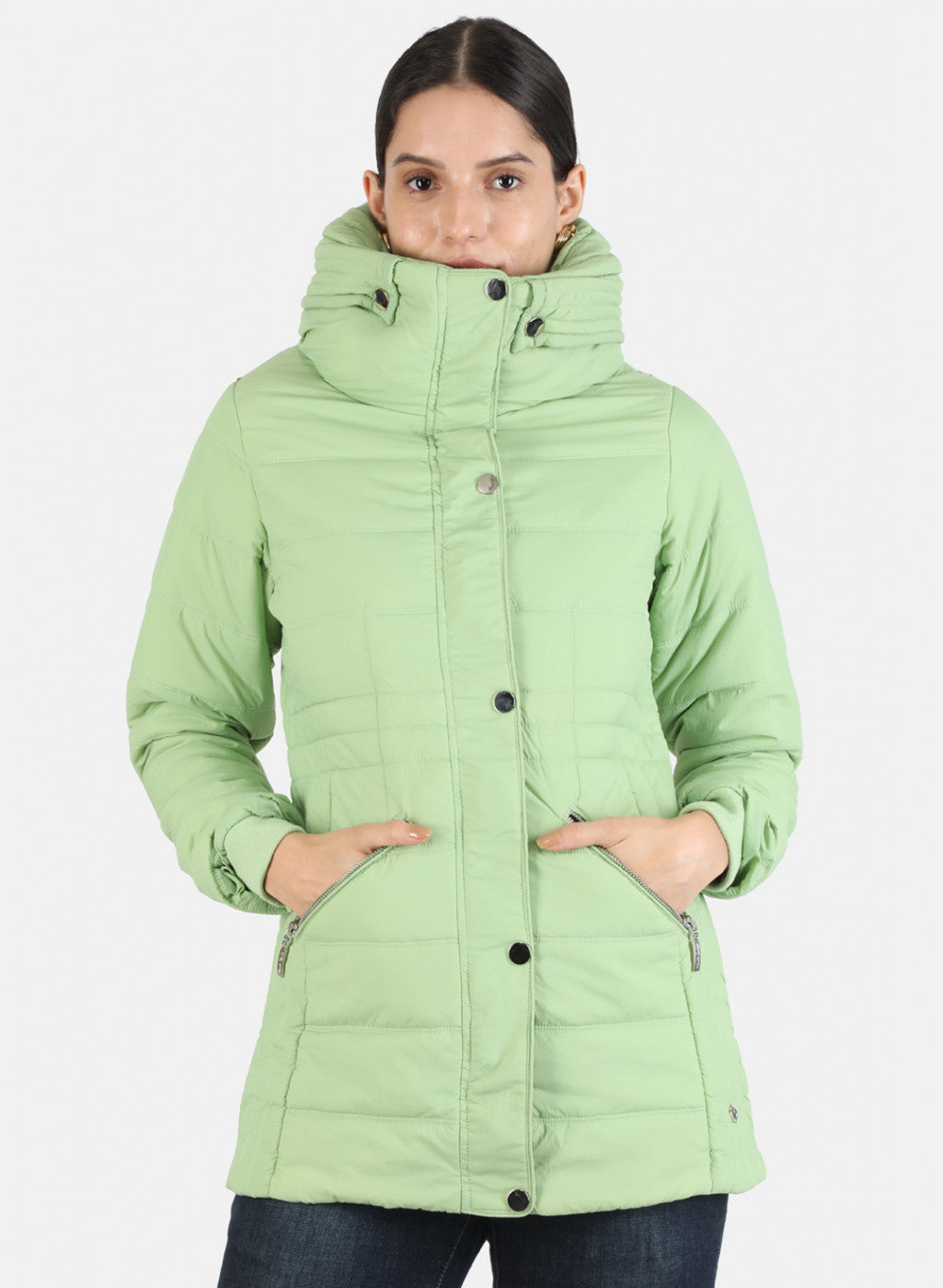 Women Green Solid Jacket