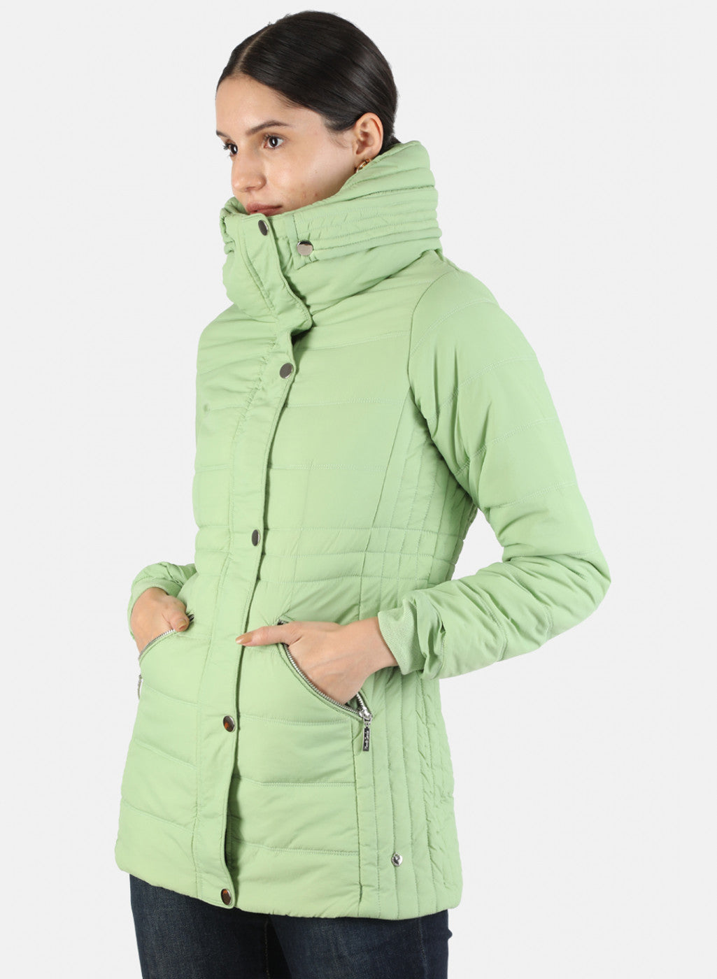 Women Green Solid Jacket