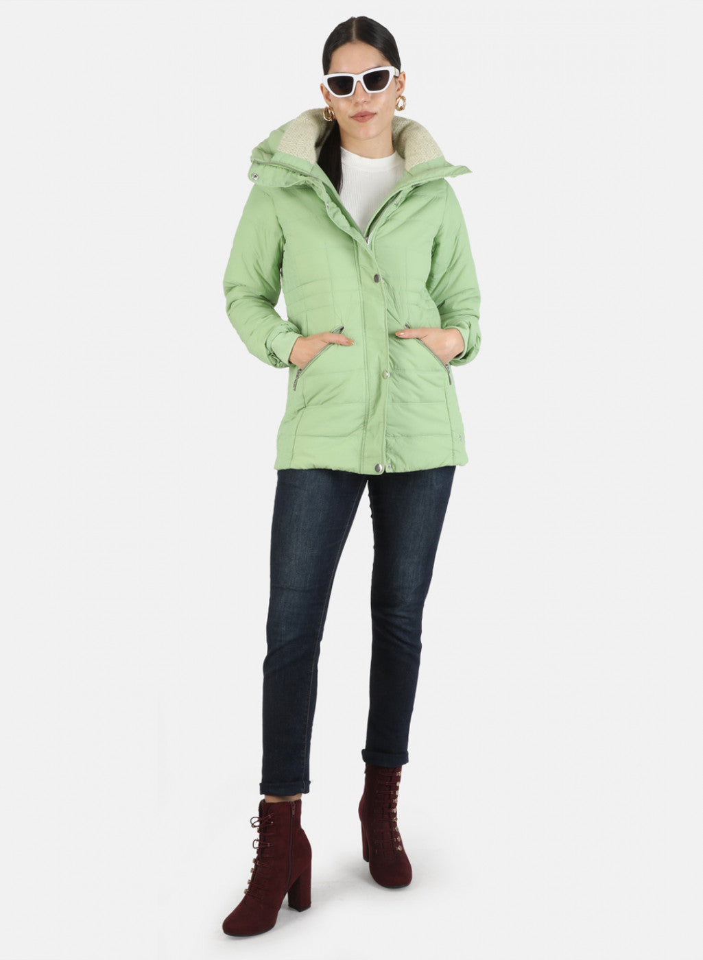 Women Green Solid Jacket