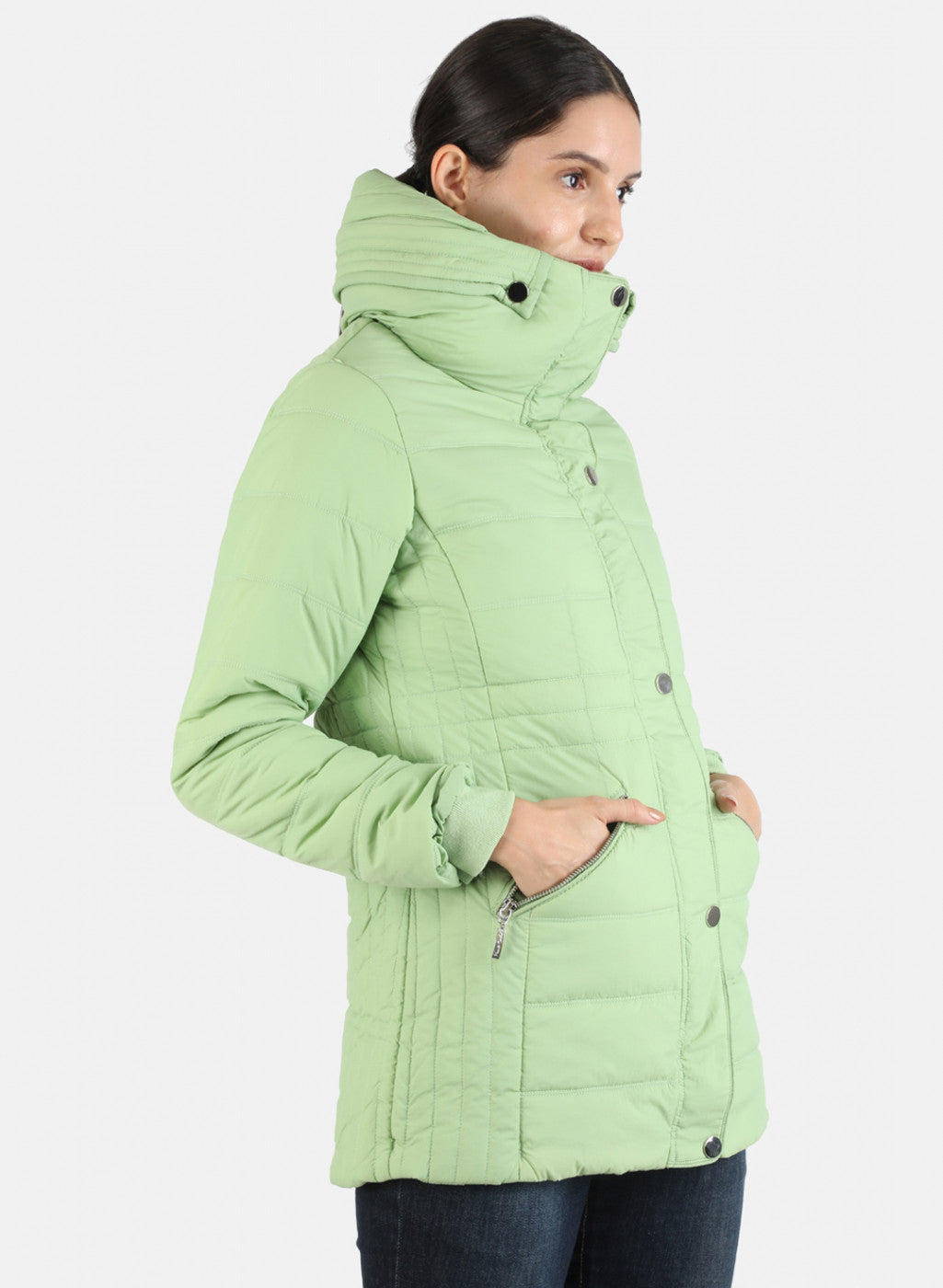 Women Green Solid Jacket