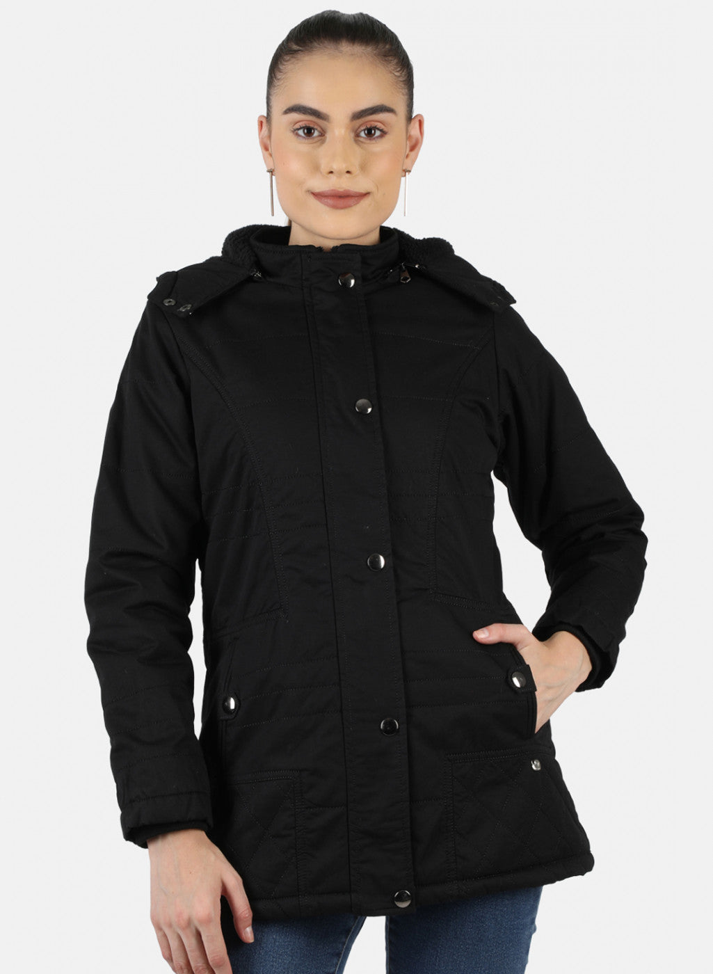 Women Black Solid Jacket