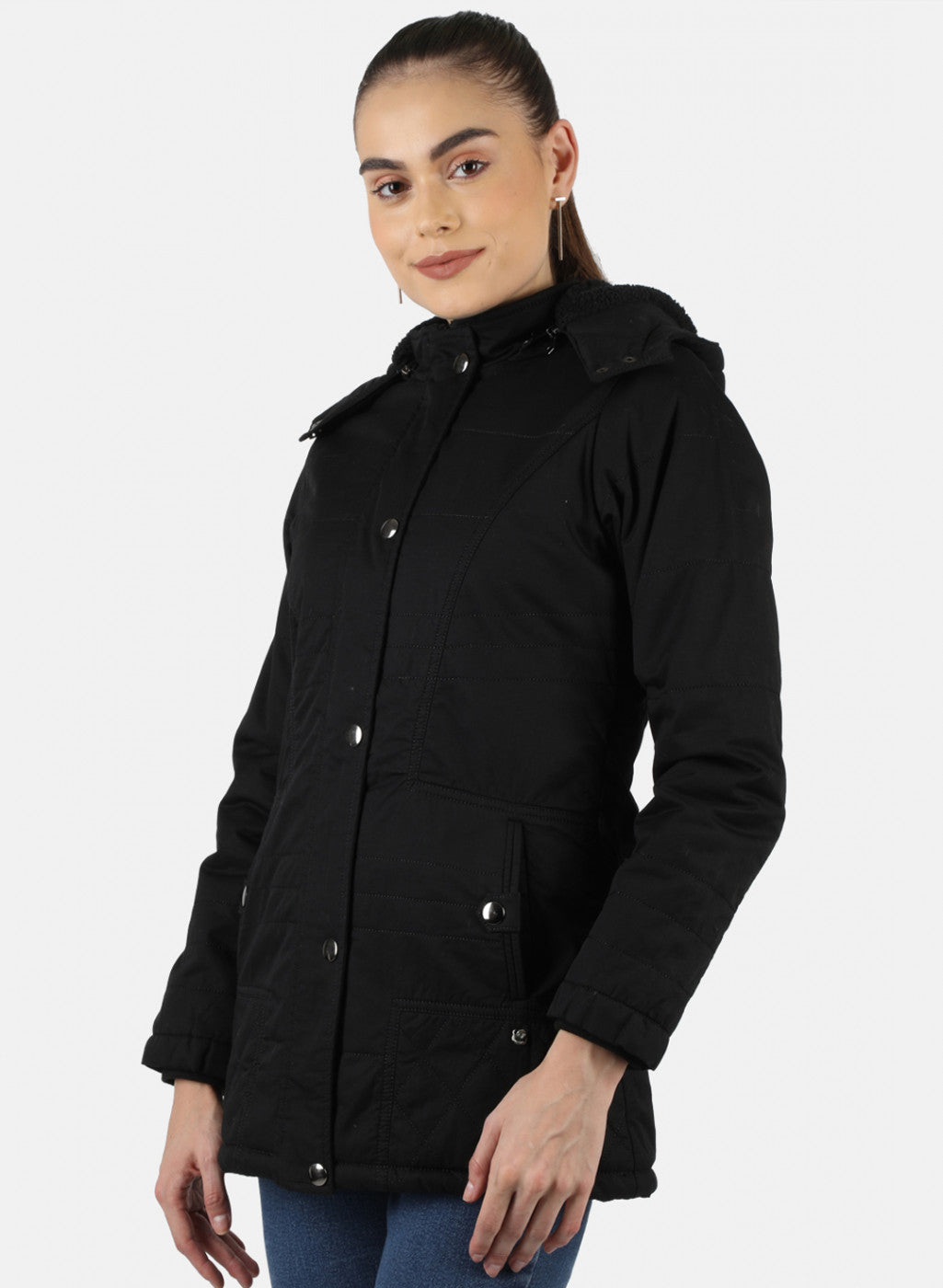 Women Black Solid Jacket