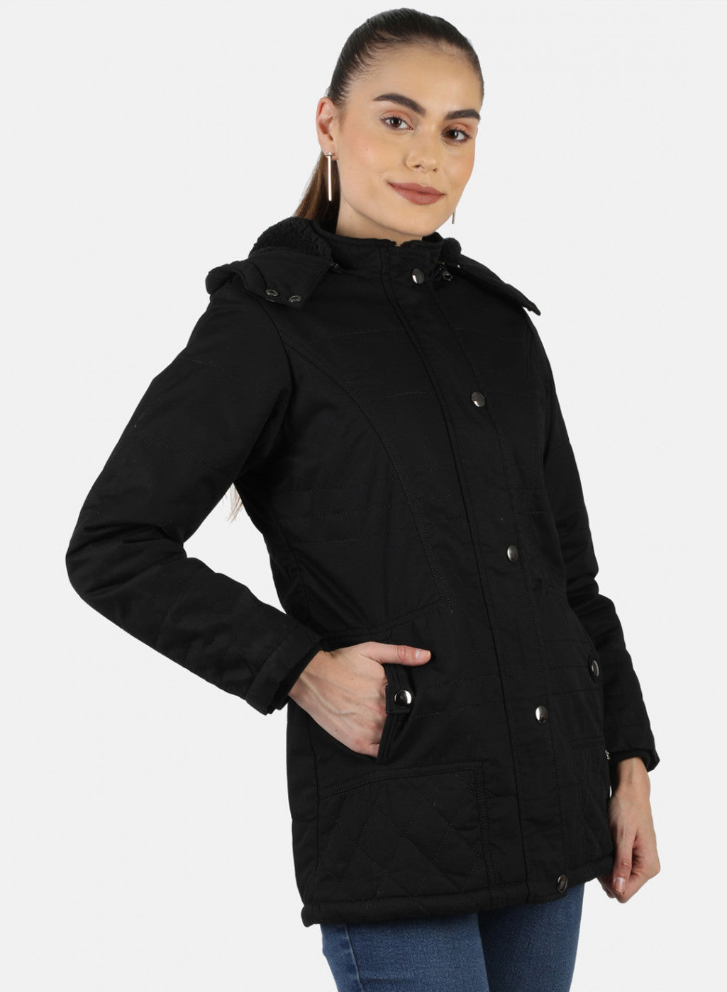 Women Black Solid Jacket